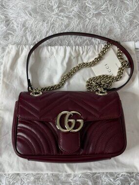 Gucci Rosso Ancora red matelassé chevron lambskin leather marmont